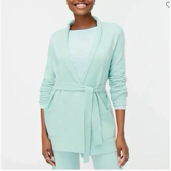 J. Crew Wrap Cardigan Sweater in Extra Soft Yarn Wintergreen XL - Picture 2 of 10